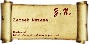 Zacsek Natasa névjegykártya